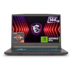 MSI Thin A15 B7VE-466US Gaming Laptop, 15.6" FHD IPS 144Hz Display, AMD Ryzen 5 7535HS, 8GB RAM, 512GB SSD, GeForce RTX 4050 6GB Laptop GPU, English K/B, FreeDOS, Black | 9S7-16RK11-47