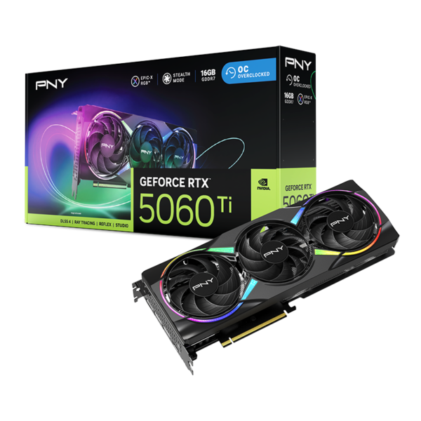 PNY GeForce RTX 5060 Ti 16GB GDDR7 EPIC-X RGB Overclocked Triple Fan Graphics Card